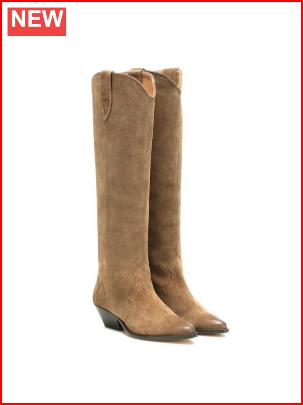 Western Cowboy Knee High Boots Pointed Toe Chunky Low Heel Pull On - Picture 5 of 6